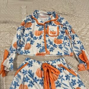 Pumpkin and Floral Kids Pajama Set